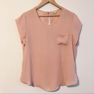 Light Pink Pocket Tee Blouse